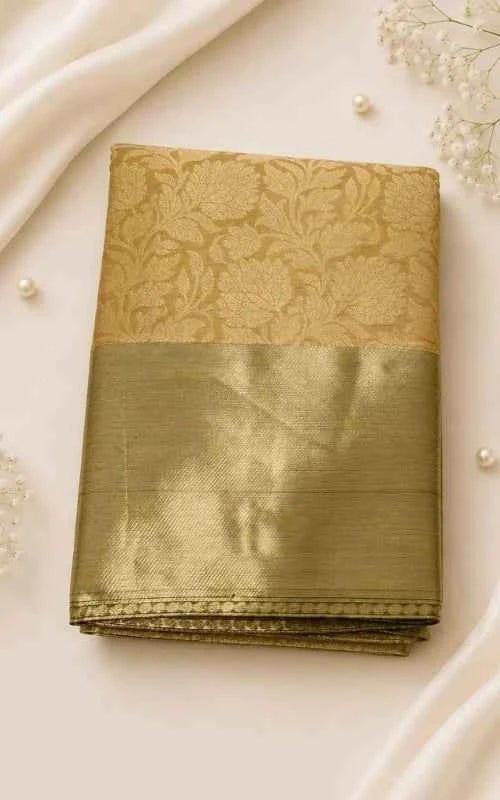Golden Tissue Saree with Woven Design - MAU NAQSH