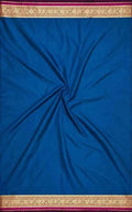 Petrol Blue Plain Satin Saree - MAU NAQSH