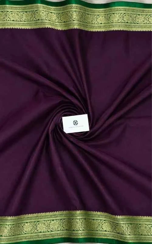 Plain Purple Satin Saree - MAU NAQSH