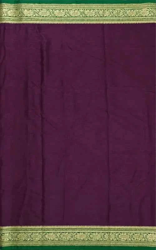 Plain Purple Satin Saree - MAU NAQSH