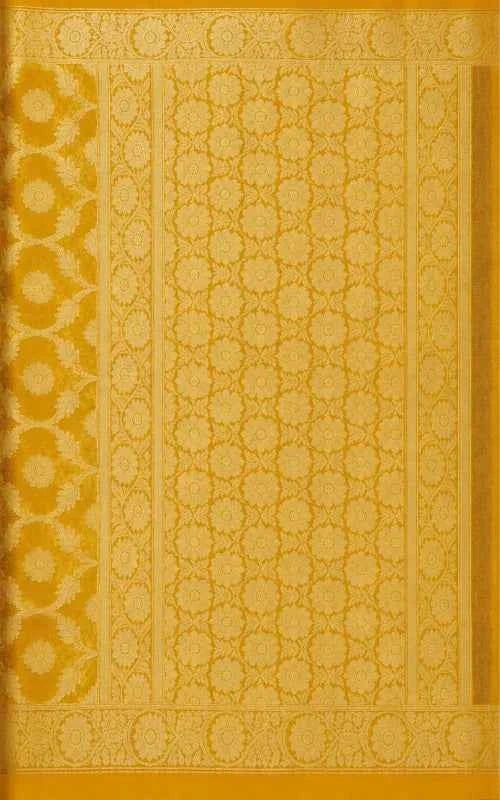 Premium Mustard Yellow Organza Saree - MAU NAQSH