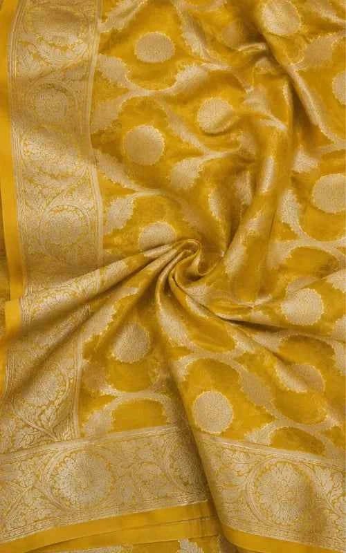 Premium Mustard Yellow Organza Saree - MAU NAQSH