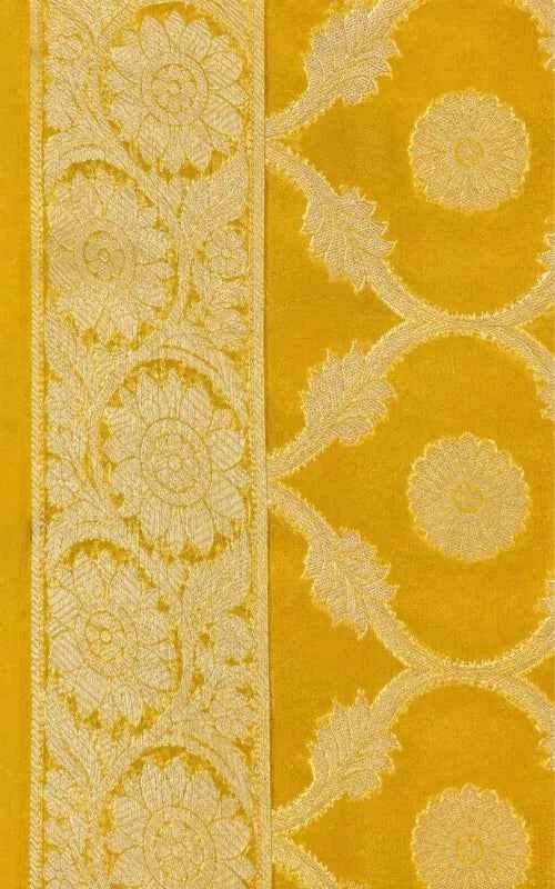 Premium Mustard Yellow Organza Saree - MAU NAQSH