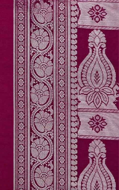 Premium Wine Satin Saree - MAU NAQSH