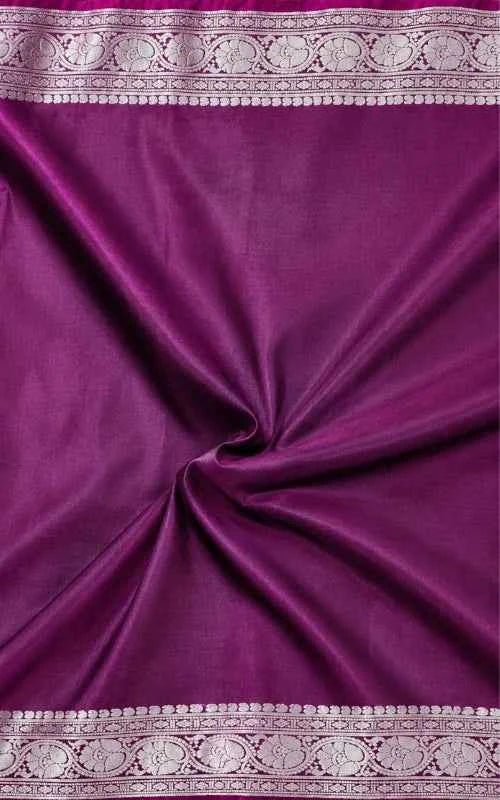 Premium Wine Satin Saree - MAU NAQSH