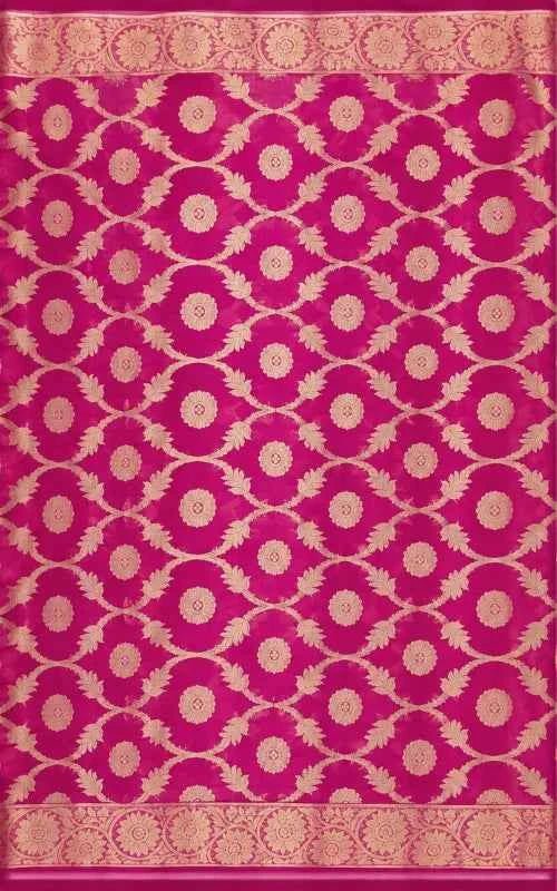 Rani Pink Organza Saree - MAU NAQSH