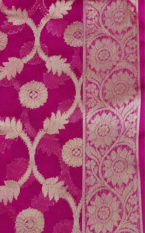 Rani Pink Organza Saree - MAU NAQSH